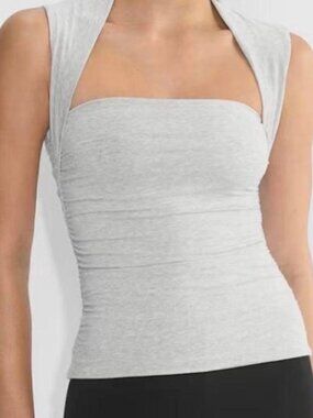 Aritzia Contour Heather Grey Ruched Tank Top Size Medium